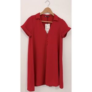 New Zara Red V-Neck Tunic Top Size XS